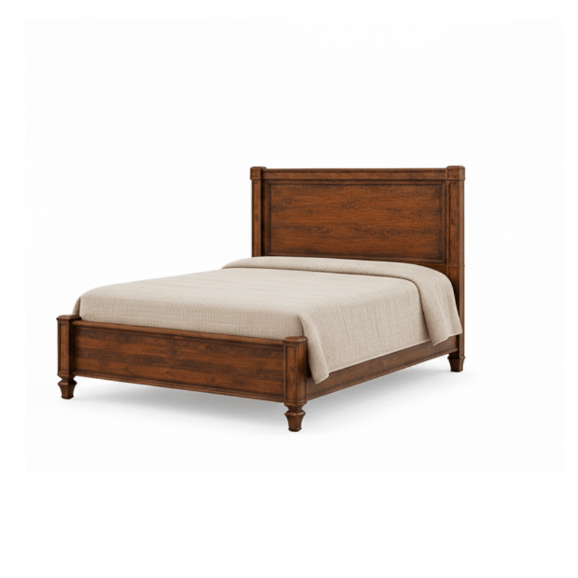 Lesnar Sheesham Wood Bed with Tall Panel Headboard