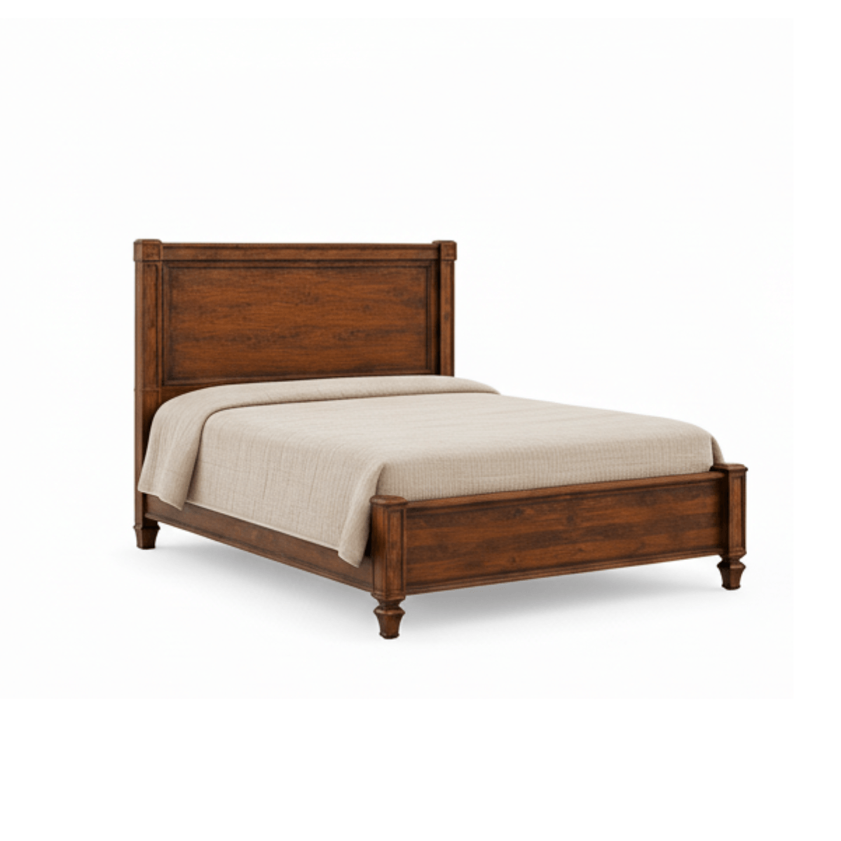 Lesnar Sheesham Wood Bed with Tall Panel Headboard