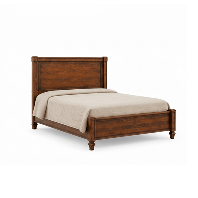 Lesnar Sheesham Wood Bed with Tall Panel Headboard