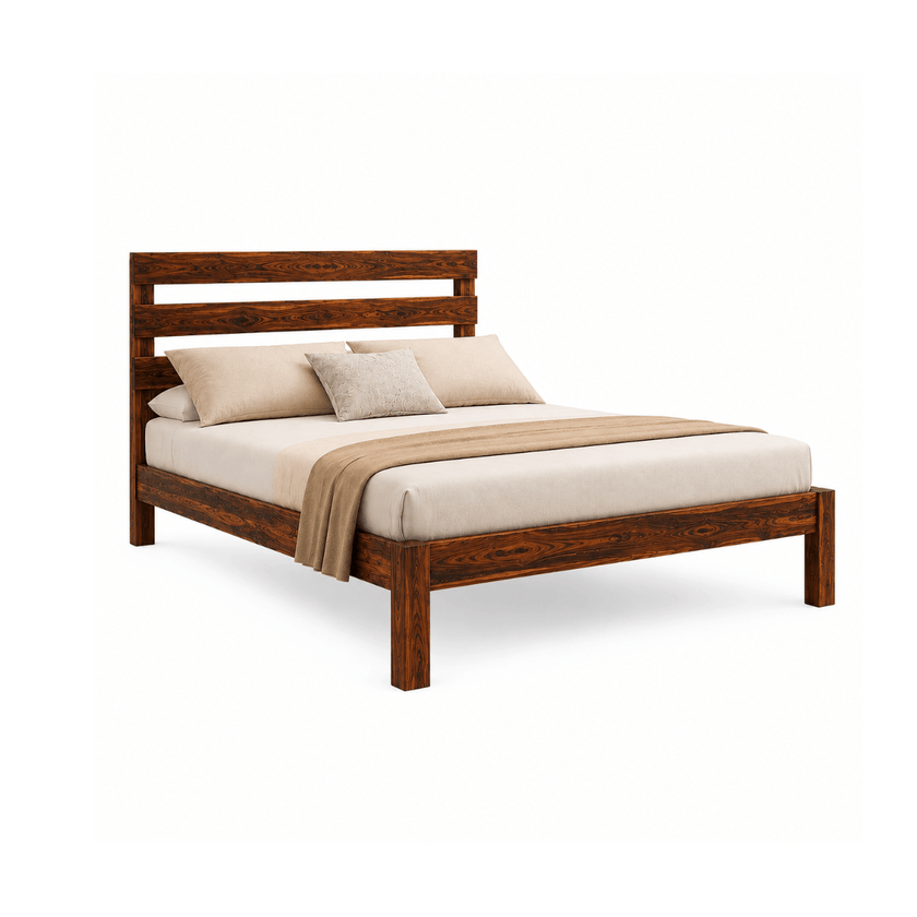 Malone Sheesham Wood Bed with Triple Slat Headboard