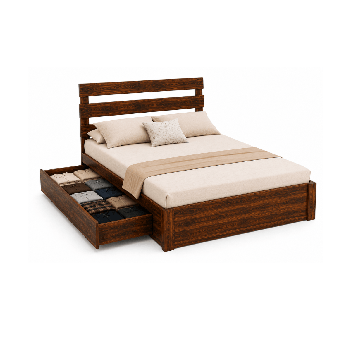 Malone Sheesham Wood Bed with Triple Slat Headboard