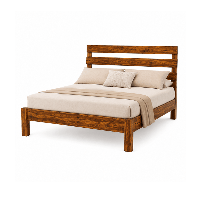 Malone Sheesham Wood Bed with Triple Slat Headboard