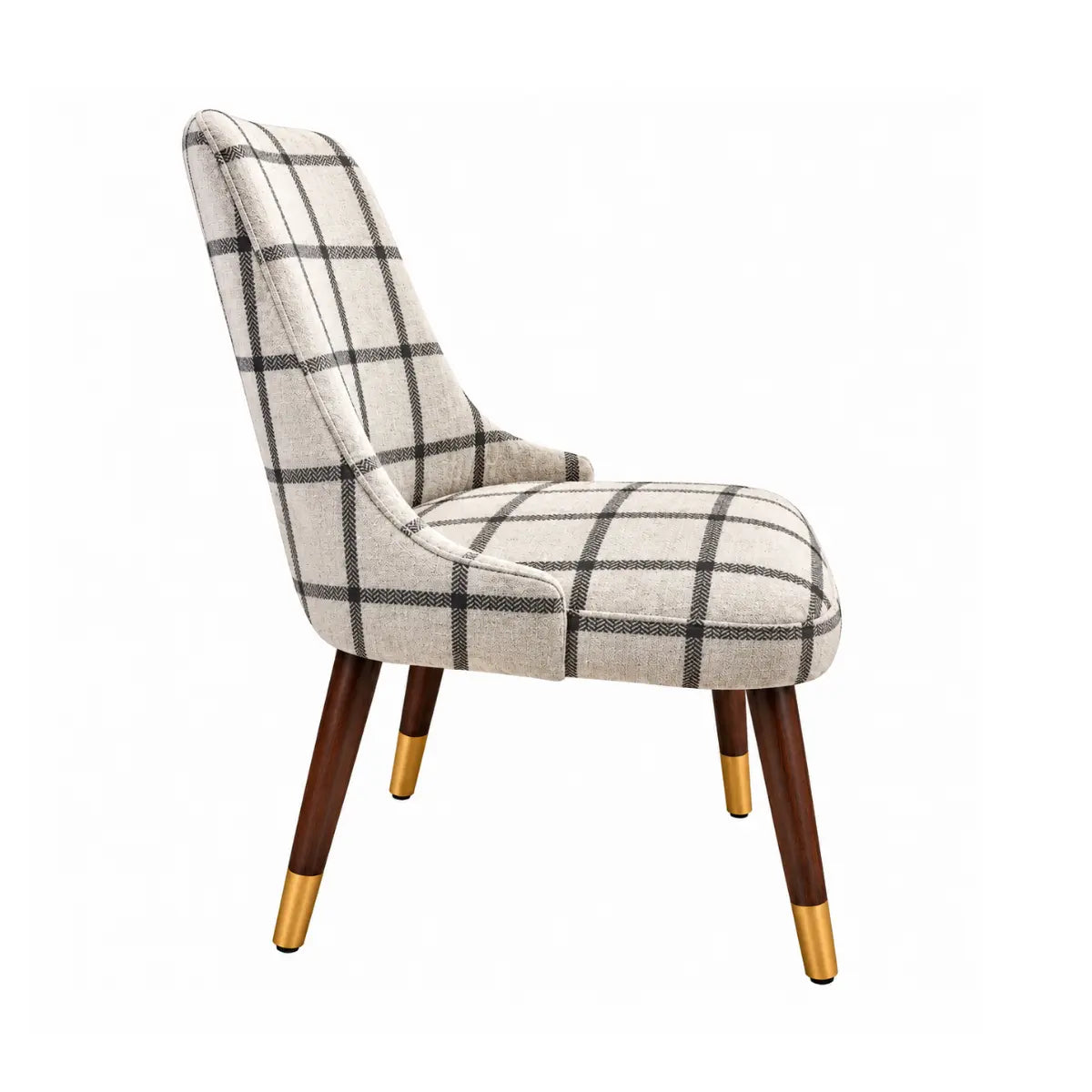 Marvaan checkered upholstered dining chair side view