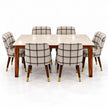 Marvaan marble dining table set with 6 chairs front view