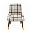 Marvaan upholstered dining chair with gold tipped legs front view