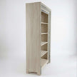 Meher Handcrafted Teak Wood Open Bookshelf Cabinet showcasing intricate carved border detailing and open shelving – side view
