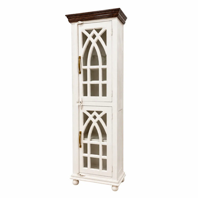 Mehrava Wooden Display Cabinet with Arched Glass Doors