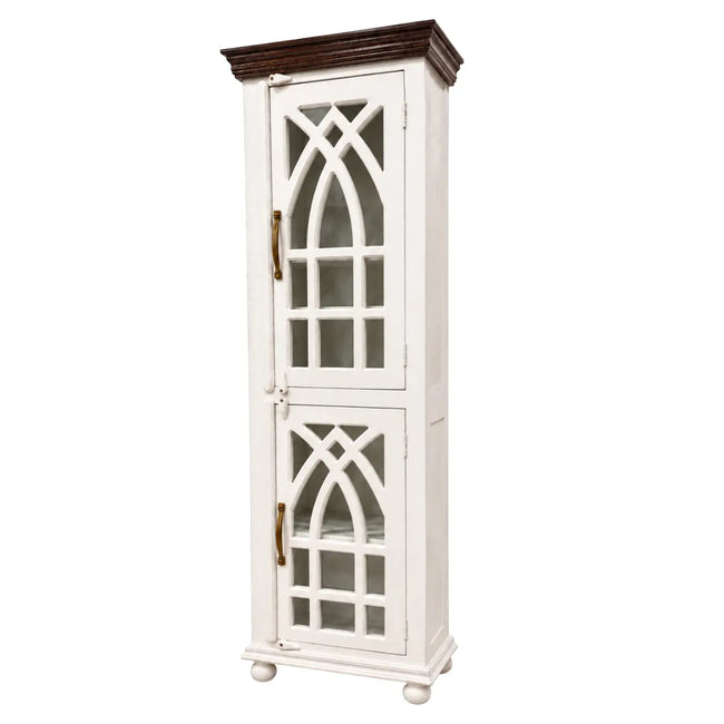 Mehrava Wooden Display Cabinet with Arched Glass Doors