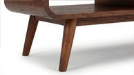 Tapered wooden leg detail of mid-century coffee table