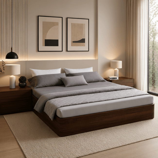 Moh Solid Sheesham Wood Storage Bed Without Headboard
