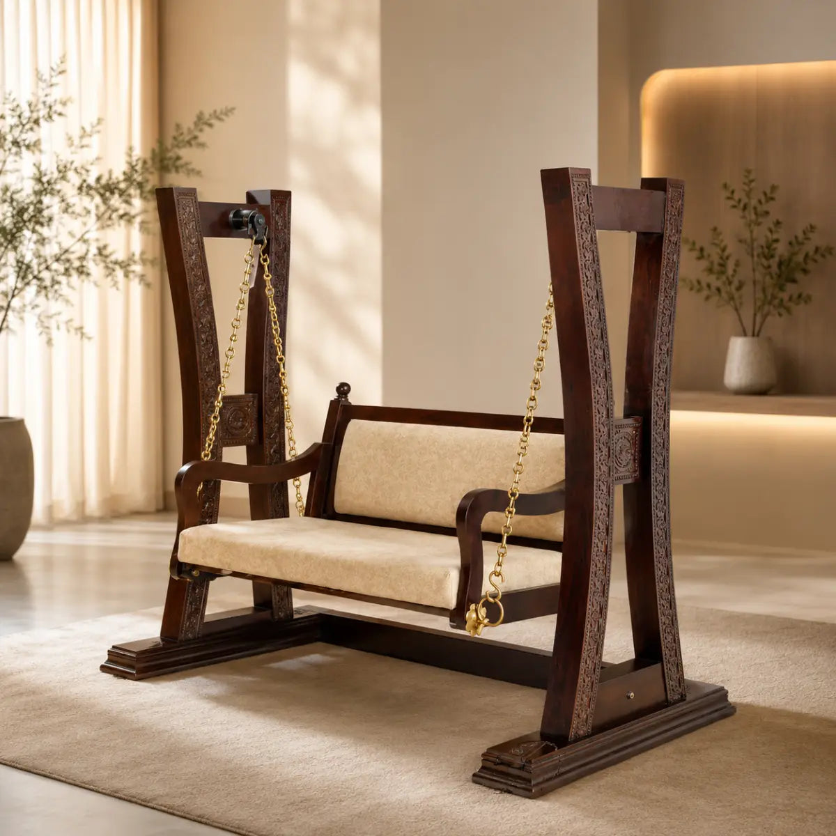 Naya Sheesham Wood Curved-Frame Designer Swing