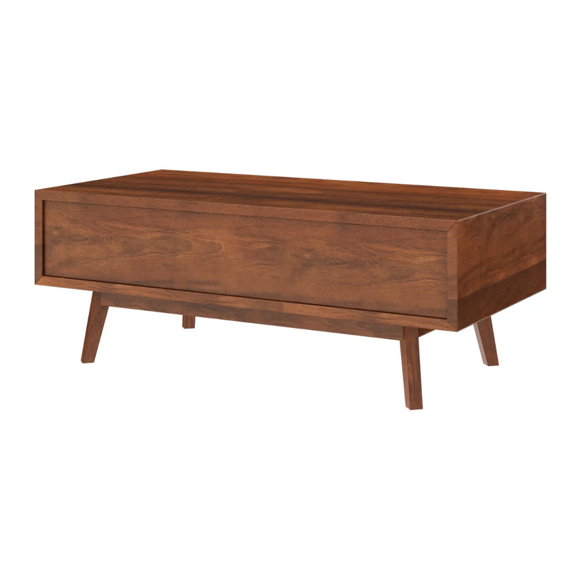 Nidaan sheesham coffee table back view with angled legs