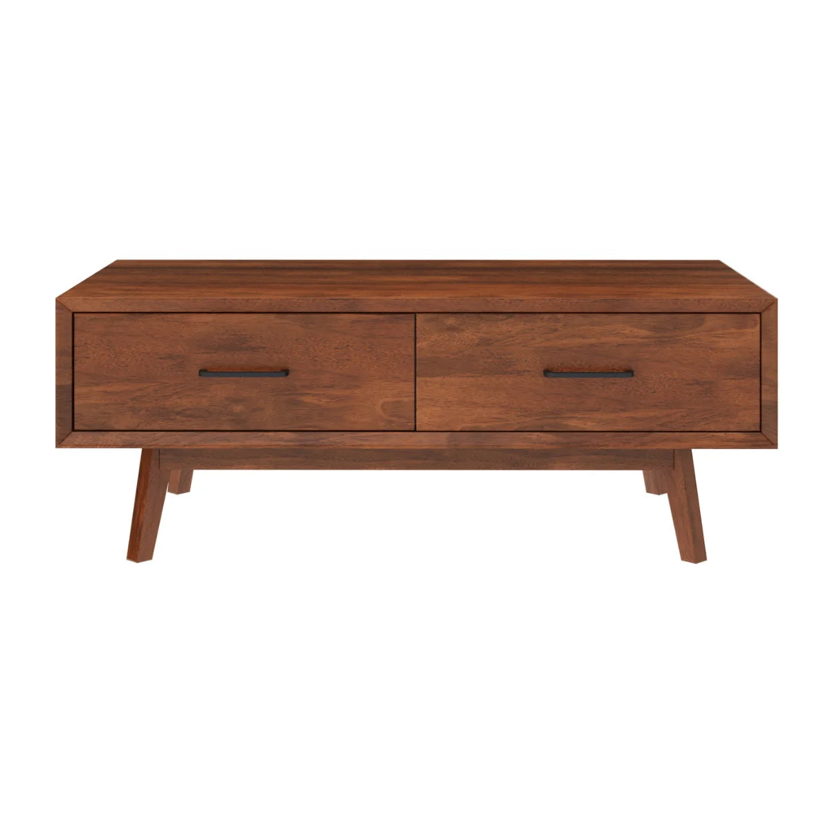Nidaan mid-century coffee table front view with 2 drawers