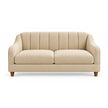 Noorvan 2 seater beige fabric sofa front view with channel-stitched back
