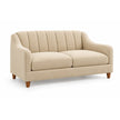 Noorvan 2 seater beige fabric loveseat angled view with curved arms