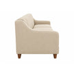 Noorvan 3 seater beige sofa side view showing arm depth and backrest height