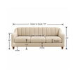 Noorvan 3 seater fabric sofa dimensions: 73 inch outer width, 66 inch inner width, 34 inch height and 19 inch seat height