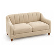 Noorvan two seater channel-stitched sofa in beige fabric with tapered wooden legs