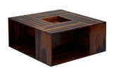 Orbit Square Solid Sheesham Wood Open Storage Coffee Table with Removable Tray