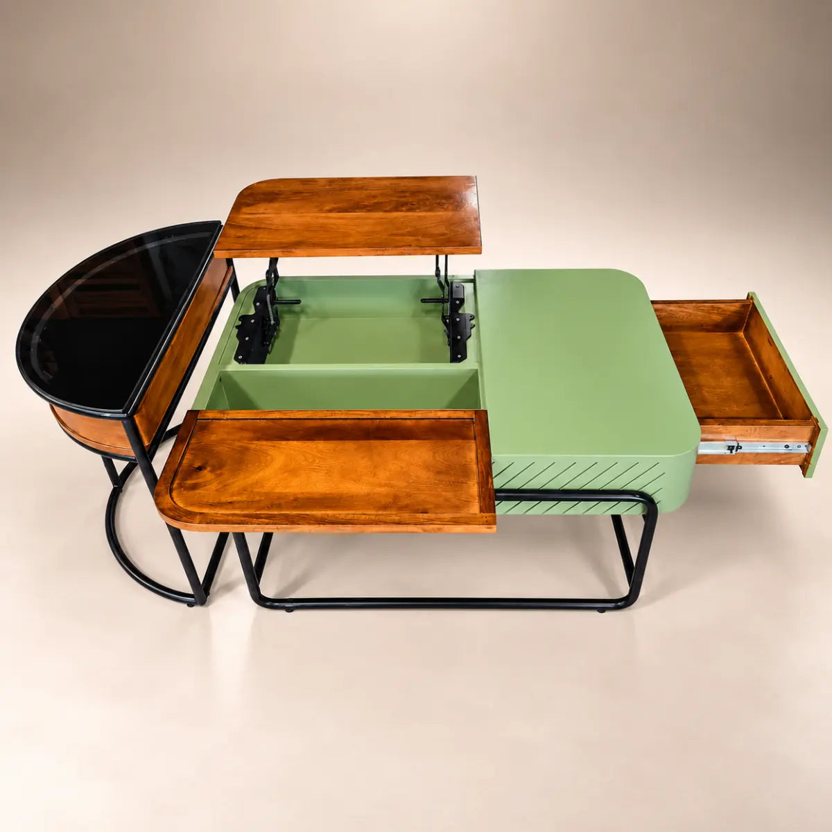 Pannavan Lift Top Coffee Table with Half-Moon End Table