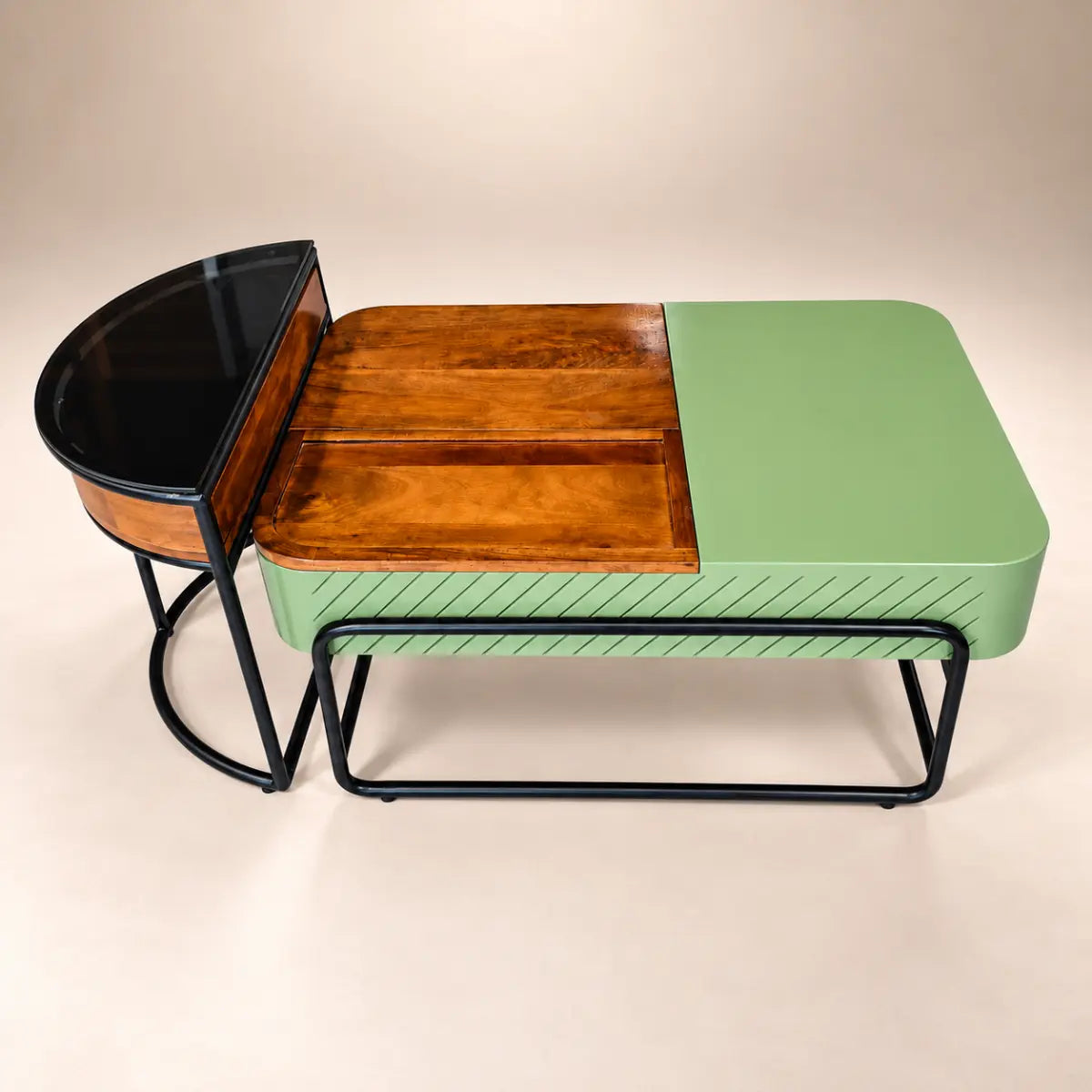 Pannavan Lift Top Coffee Table with Half-Moon End Table