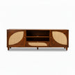 Petal Arc Solid Wood 2 Door TV Cabinet with Open Shelves & Cane Drawer