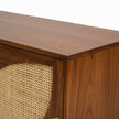 Petal Arc Solid Wood 2 Door TV Cabinet with Open Shelves & Cane Drawer