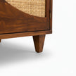Petal Arc Solid Wood 2 Door TV Cabinet with Open Shelves & Cane Drawer