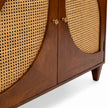 Petal Arch Small Solid Wood 2 Door Cane Cabinet