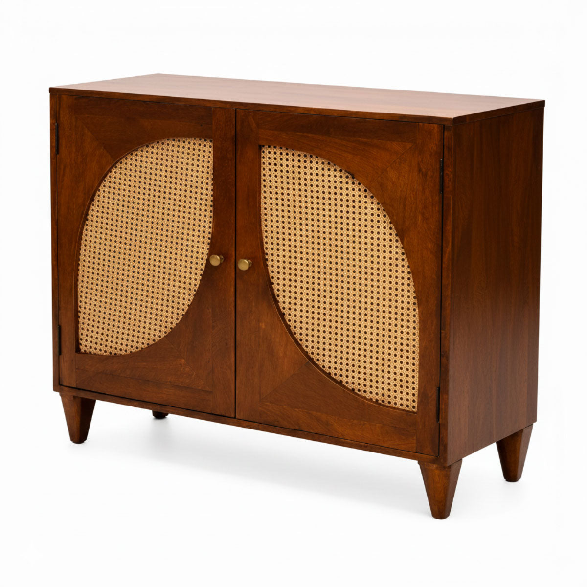 Petal Arch Small Solid Wood 2 Door Cane Cabinet