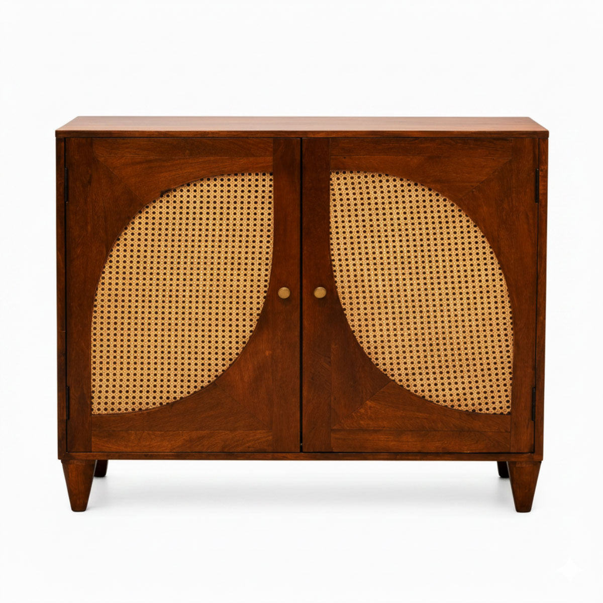 Petal Arch Small Solid Wood 2 Door Cane Cabinet