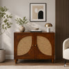 Petal Arch Small Solid Wood 2 Door Cane Cabinet