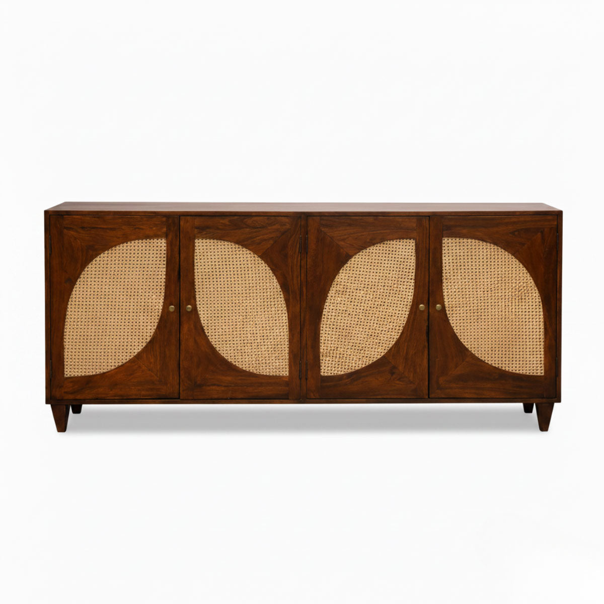 Petal Arch Solid Wood 4 Door Cane Sideboard