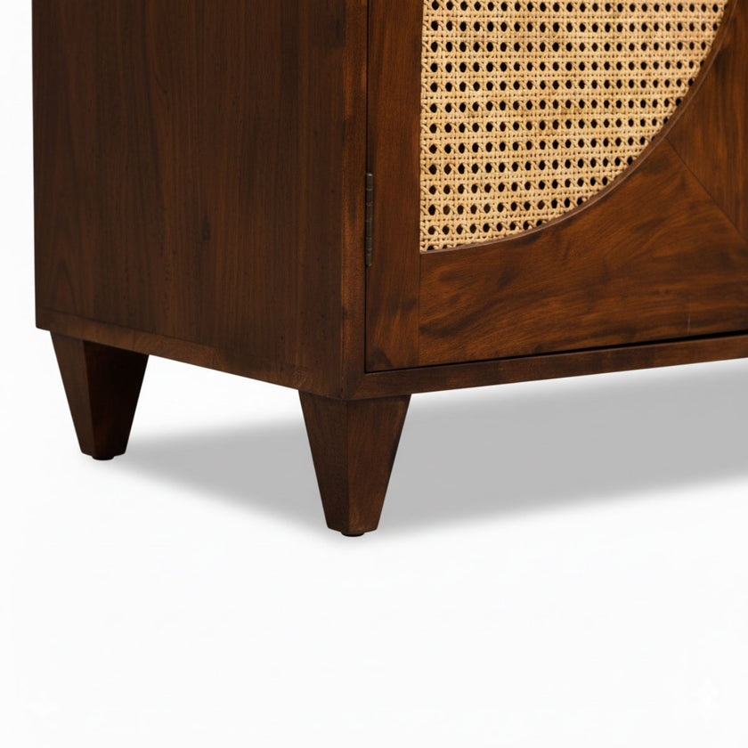 Petal Arch Solid Wood 4 Door Cane Sideboard