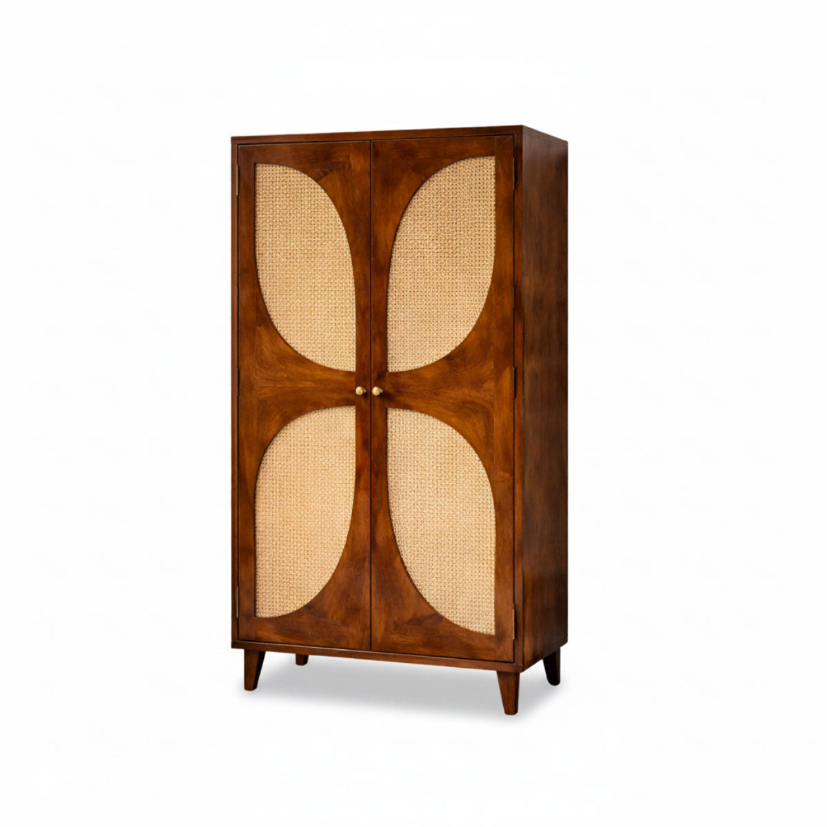 Petal Solid Wood 2 Door Cane Wardrobe