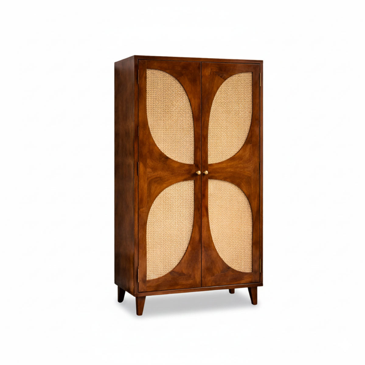 Petal Solid Wood 2 Door Cane Wardrobe