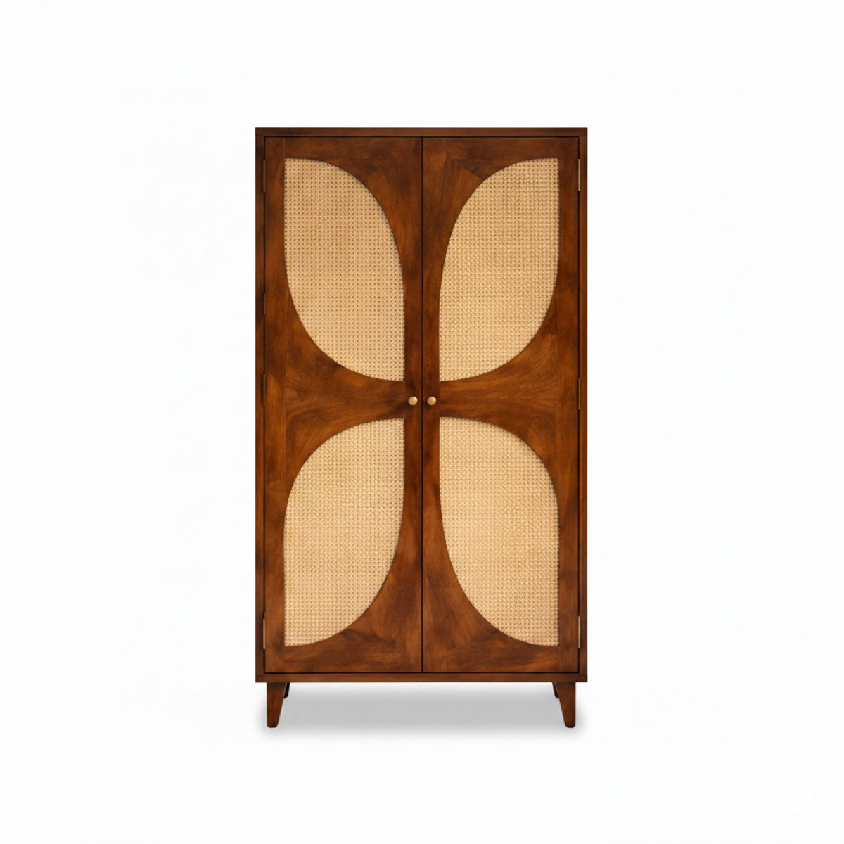 Petal Solid Wood 2 Door Cane Wardrobe