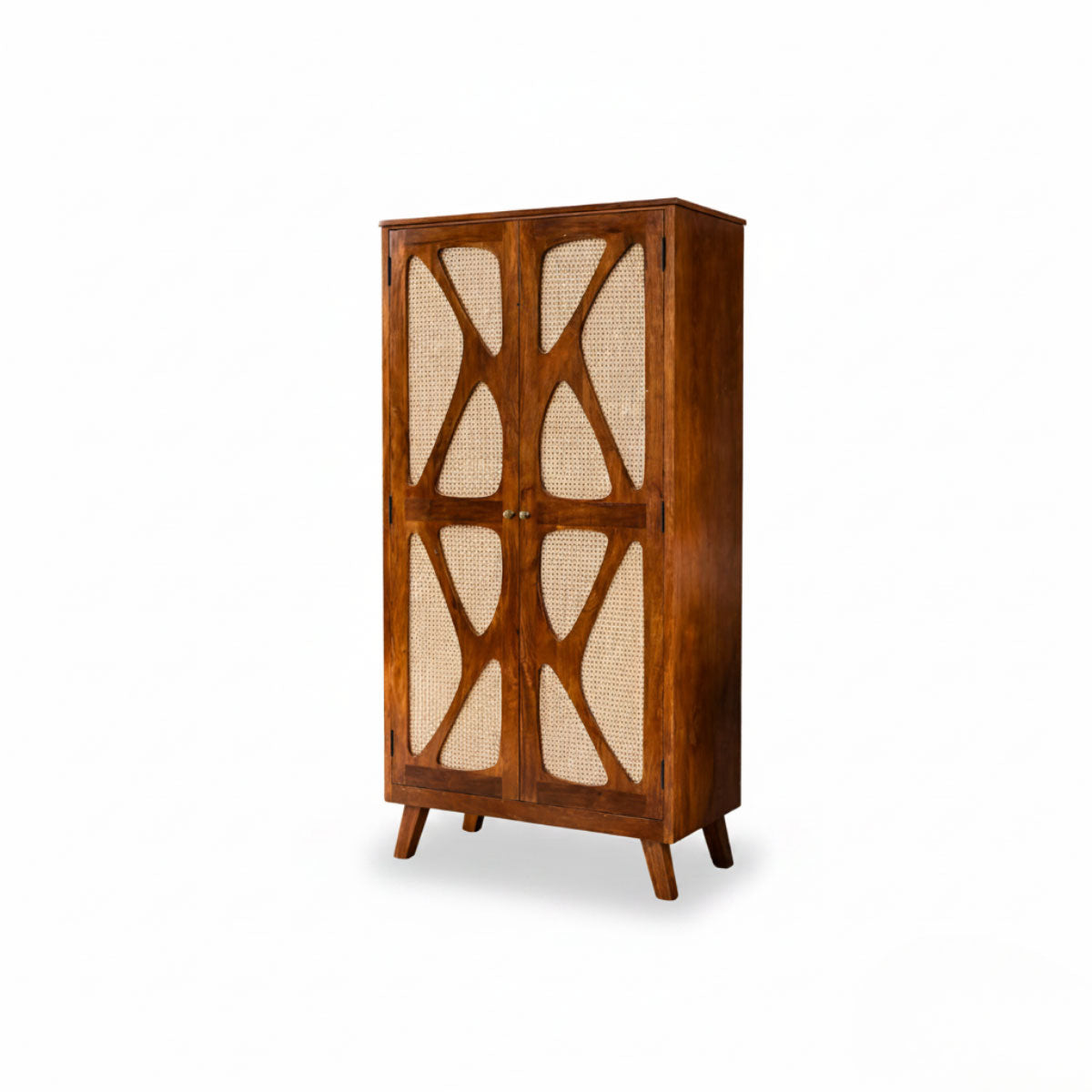 Petal Solid Wood 2 Door Wardrobe with X Cane Webbing