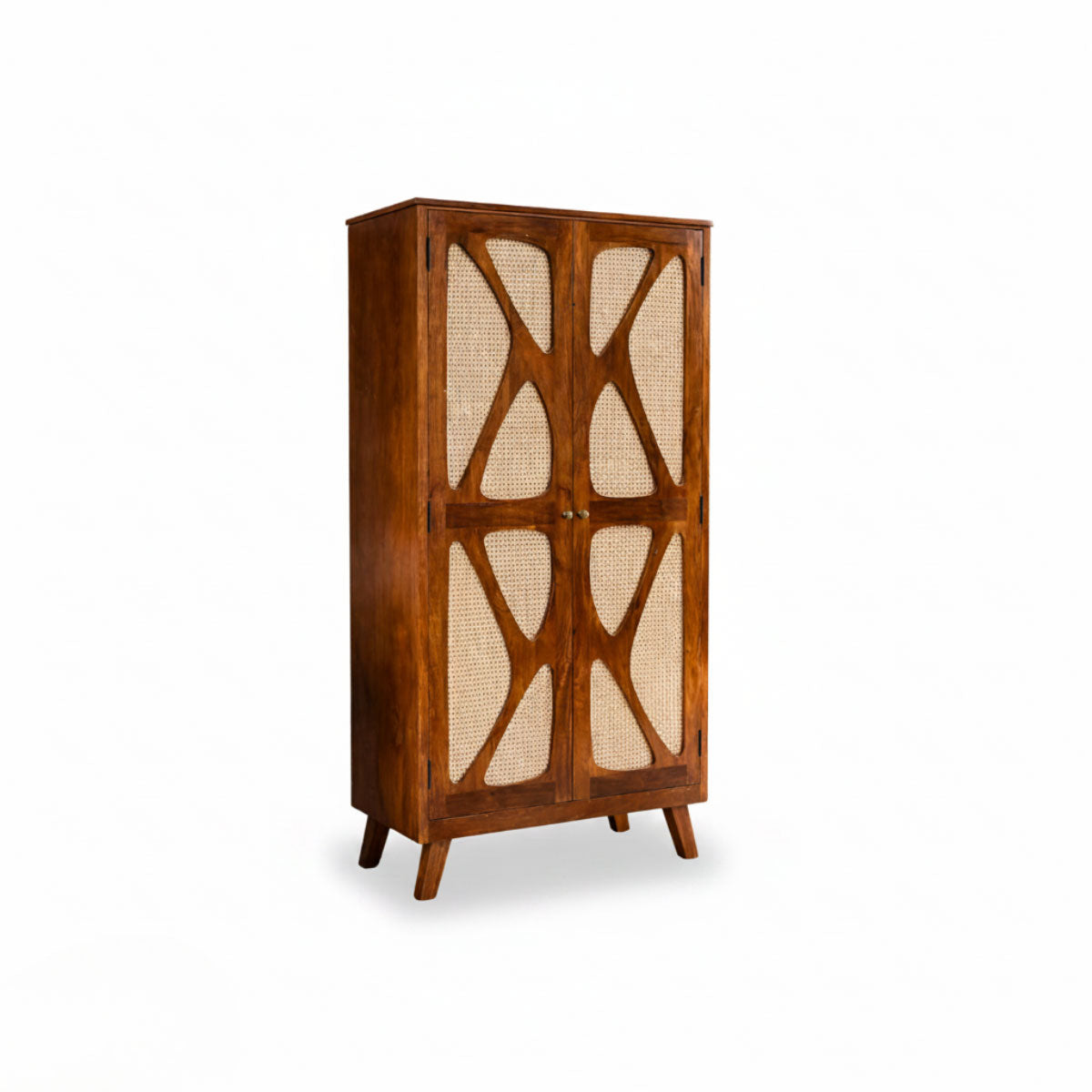 Petal Solid Wood 2 Door Wardrobe with X Cane Webbing
