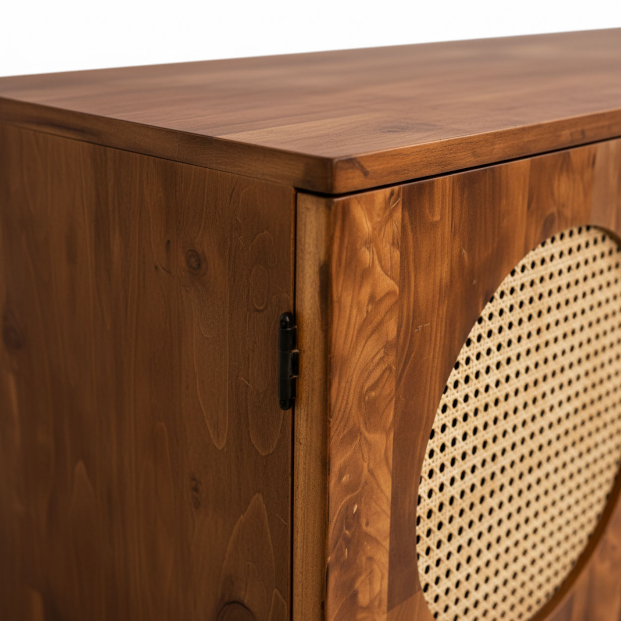 Petal Solid Wood 3 Door TV Cabinet with Cane Inserts