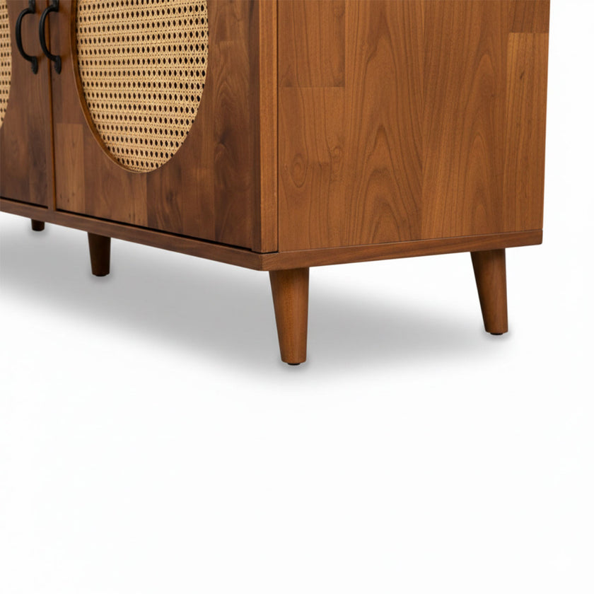 Petal Solid Wood 3 Door TV Cabinet with Cane Inserts