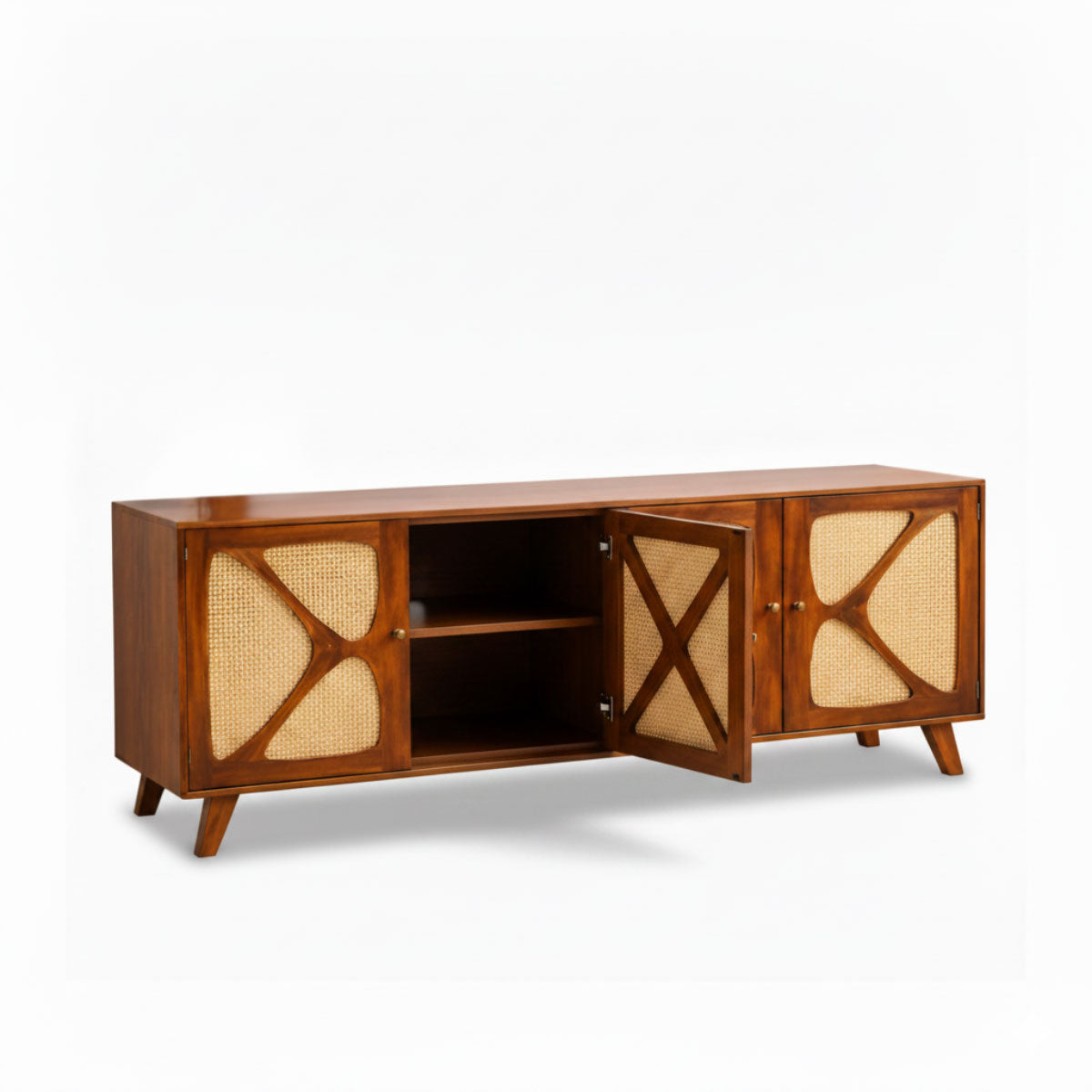 Petal X Plus Solid Wood 4 Door Sideboard with Cane Webbing