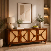 Petal X Plus Solid Wood 4 Door Sideboard with Cane Webbing