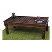 Rajasthani vintage sheesham wood rectangular center table with brass grid top
