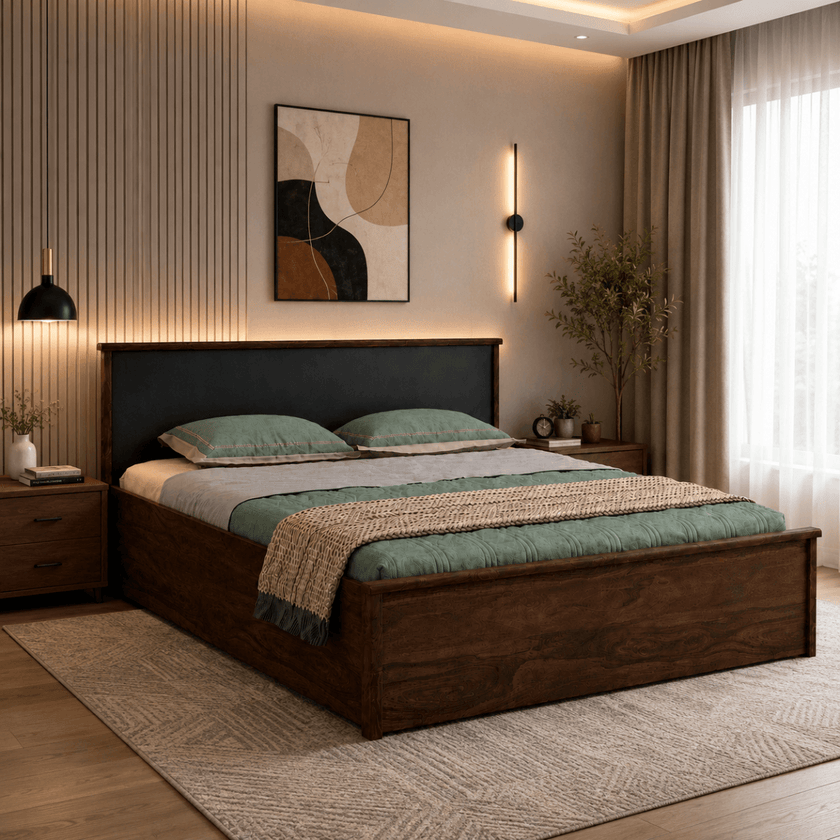 Redline Solid Sheesham Wood Bed with Headboard