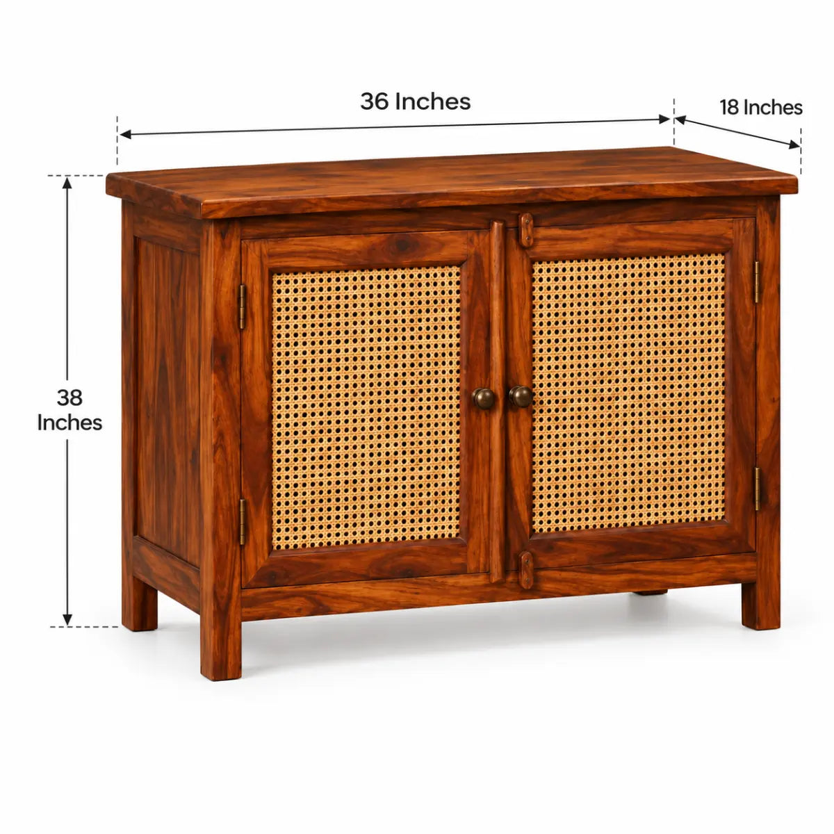 Rehva Sheesham Wood 2 Door Sideboard with Cane Doors