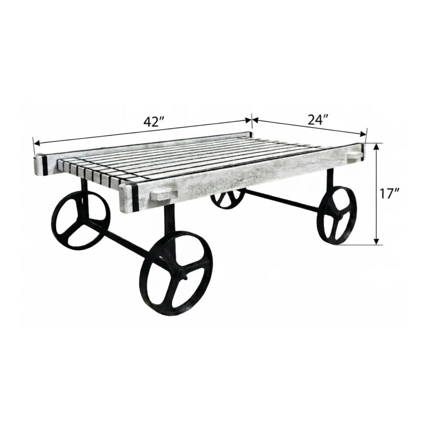 Retro cart coffee table dimensions 42 x 24 x 17 inch