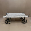 Retro Cart-Inspired Industrial Style Wood Coffee Table with Metal Wheels