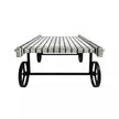 Retro Cart-Inspired Industrial Style Wood Coffee Table with Metal Wheels