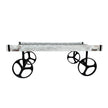 Retro Cart-Inspired Industrial Style Wood Coffee Table with Metal Wheels